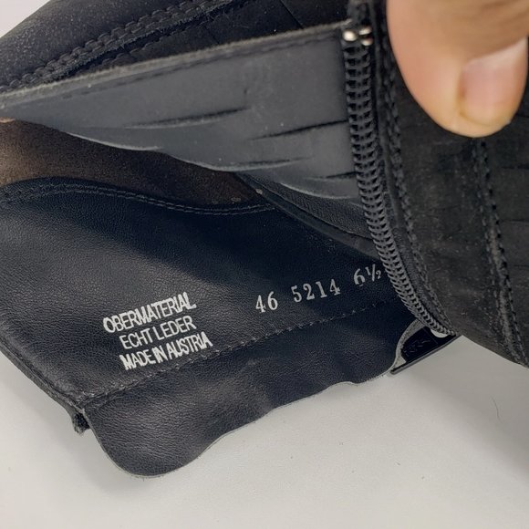 Paul Green Tacey Bootie 9 Black Nubuck Peep Toe Heels Slashed Uppers - Picture 11 of 13